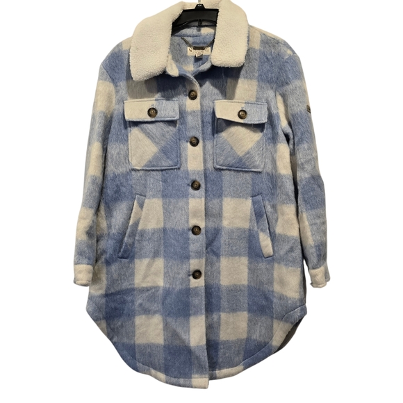 Ugg Koolaburra Plaid Mid Length Coat Shacket Jacket Removable Fur Collar - Picture 2 of 16